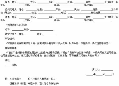 怎么寫離婚起訴