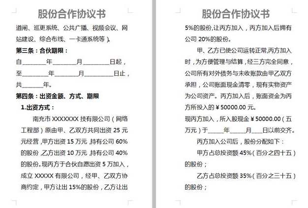 股份合作協(xié)議書怎么寫